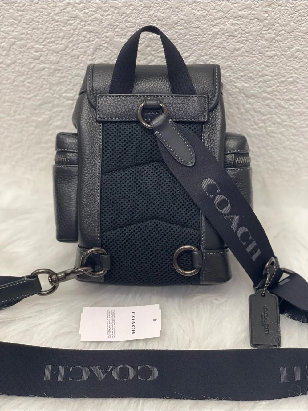 NWT Coach Sprint Sling Pack Leather CBF63 in Black